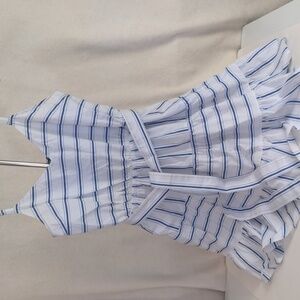 Women's Express Mini Dress White/Navy Stripes in Medium